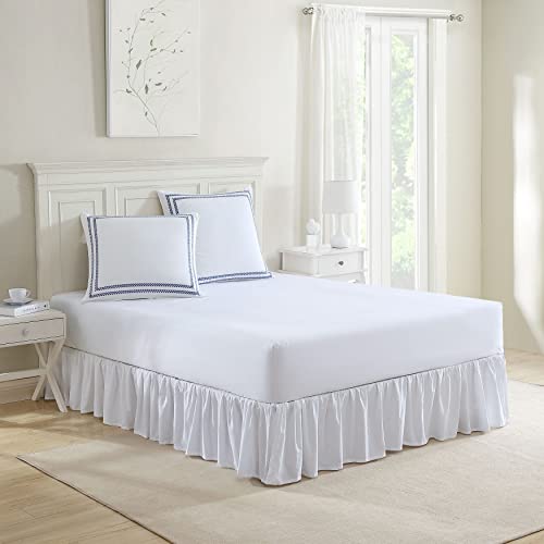 Laura Ashley 2 Pack European Cotton Shams with Embroidered Vine - Stitched Vine Dark Blue