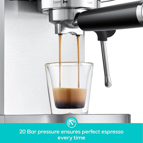CASABREWS Silver 3700 Espresso Machine with Steam Wand & 20-Bar Pump