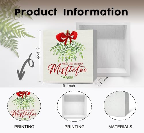 Meet Me Under The Mistletoe Christmas Sign - Rustic Wooden Holiday Decor