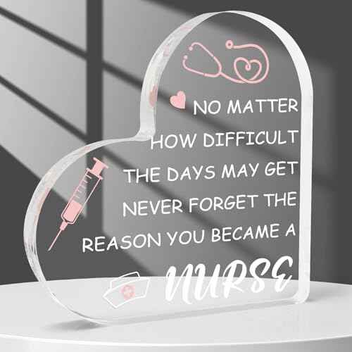 Nurse Gifts for Women Nurse Week Gifts Nurse Christmas Gifts Nurse Appreciation Gifts Acrylic Heart Sign Nurse Graduation Gift Nurse Practitioner Gifts for Women Nurse Graduation Decorations Desk Decor