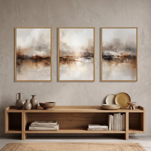 BICERE Abstract Neutral Brown Wood Wall Art - 24x36