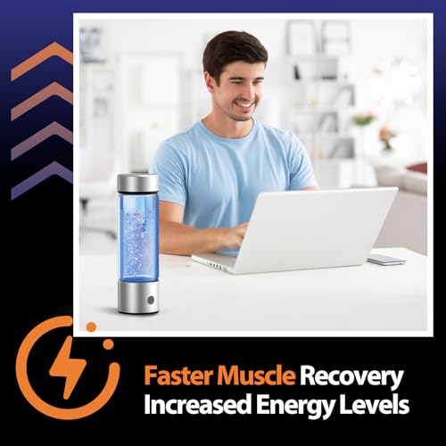Fakllod Silver Hydrogen Water Bottle Generator, Portable Rechargeable Ionizer, 460ml