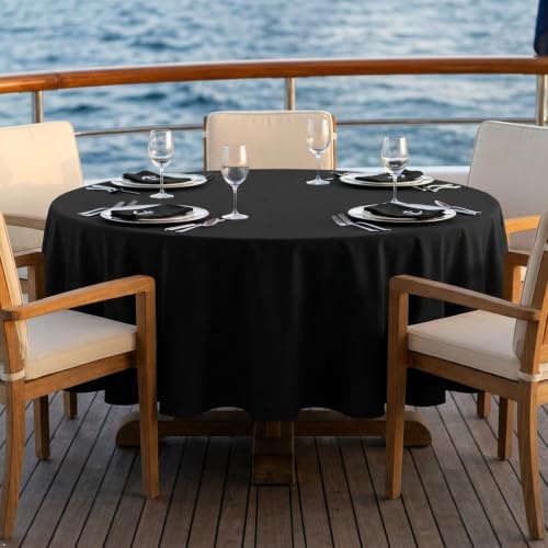 Black Round Tablecloth 90 Inch for 36-72 Inch Tables | 8 Pack, Reusable