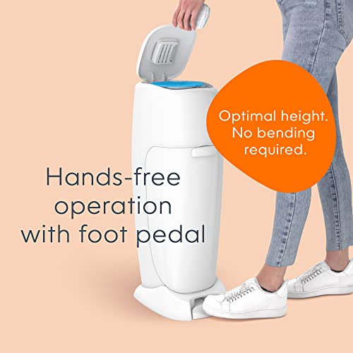 Diaper Genie Complete Diaper Pail White with Refill & Carbon Filter – Odor Lock System, Hands-Free Operation