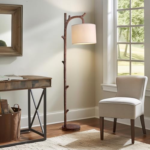 Wood Grain Retro Farmhouse Floor Lamp for Nursery & Living Room - Rustic Tree Trunk Decor