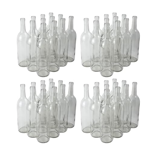 FastRack 750ml Clear Bordeaux Glass Wine Bottles - 48 Pack, W5 Style, No Corks