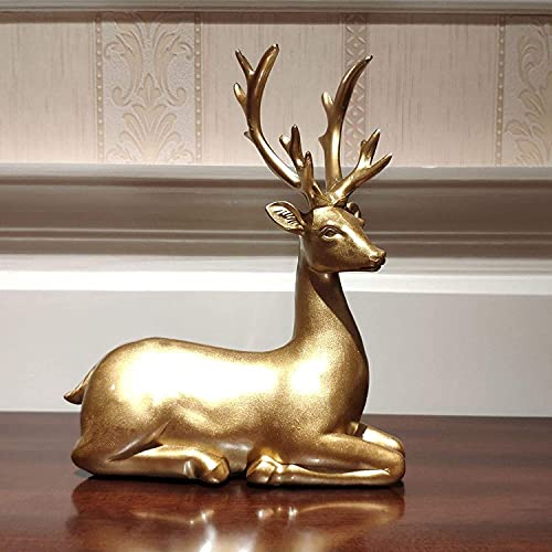 1 Pair Resin Deer Statue Reindeer Figurine Ornaments Elk Sculpture