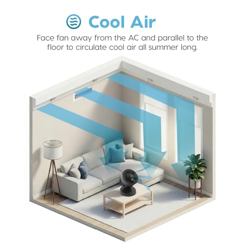 Black Air Circulator Fan with Remote, 3 Speed Settings, Oscillation, Compact Design