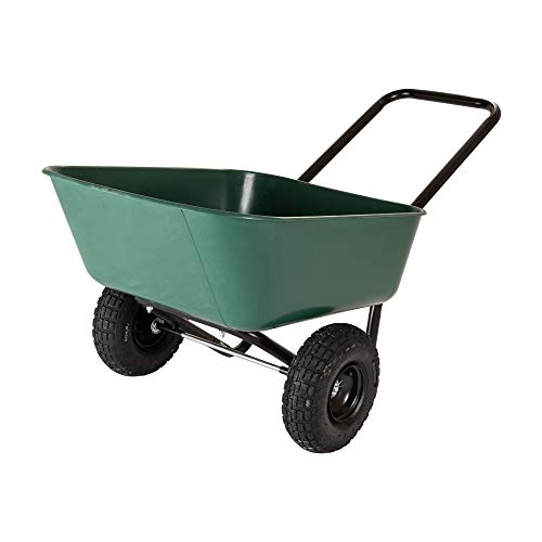Garden Star Dual-Wheel Garden Cart with 4 Cubic Foot Poly Tray, 300 lbs Capacity