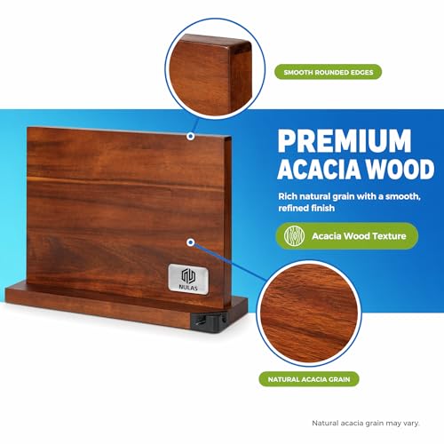 Brown Magnetic Knife Block with Built-in Sharpener, Double-Sided Countertop Organizer - L Variation