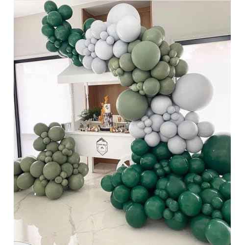 Green Balloon Arch Kit, 125Pcs Emerald Hunter Dark Green Latex Balloon Garland kit, 18 12 10 5 Inch Different Size Balloons for Anniversary Birthday Jungle Theme Christmas Party Decorations