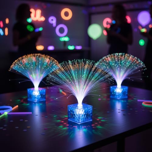 Amylove 16 Pcs Mini Fiber Optic Lamps 10 Inch Glow In The Dark Party Favors