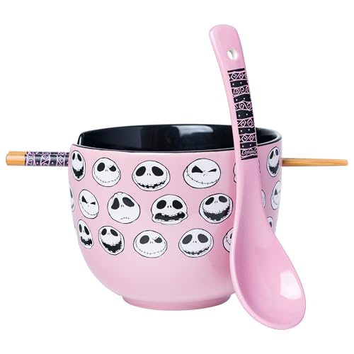 Nightmare Before Christmas Jack Emojis Ramen Bowl 20oz with Spoon & Chopsticks - Official Merch