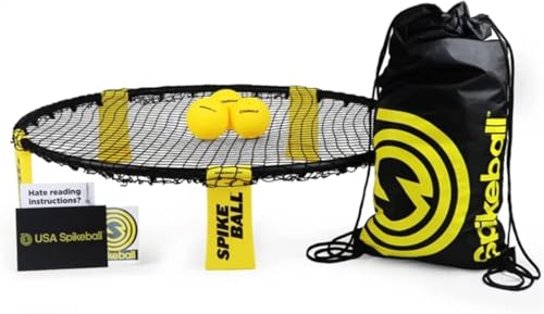 Spikeball 3 Ball Original Roundnet Game Set - Black/Yellow Includes Net & Carry Bag