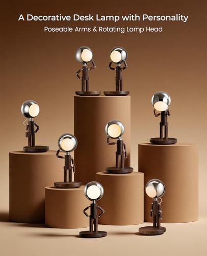 Rechargeable Wooden Table Lamp with Dimmable Moon Design - Black Walnut Variation