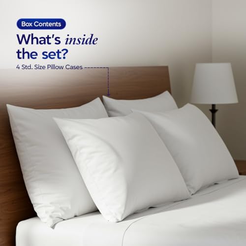 Queen Pillowcase Set of 4 - 1000 TC Egyptian Cotton Ultra Soft Cooling Bedding - White, Variation: White / 4 Pc Standard