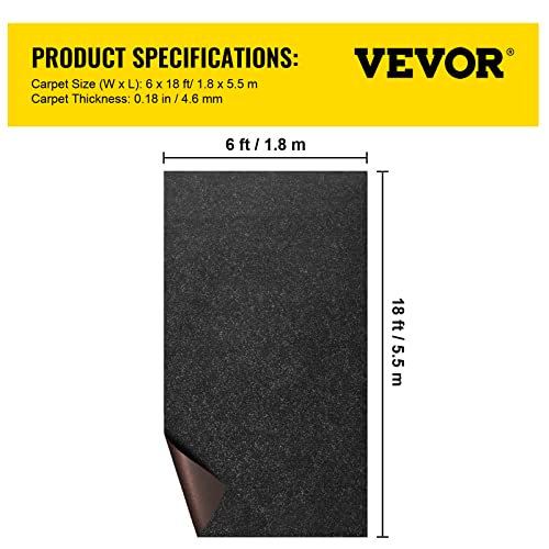 Black Marine Carpet 6ft x 18ft Waterproof Indoor Outdoor Rug Roll - Boat, Patio, Deck, Porch Variation