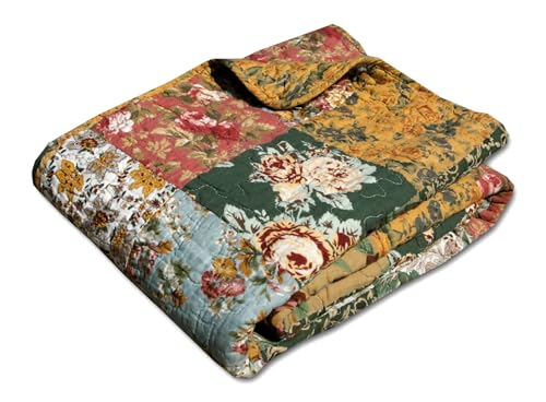 Antique Chic Quilted Patchwork Throw - 50 x 60 Inches Multicolor