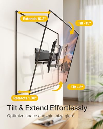 monTEK Ultra Slim Full Motion TV Wall Mount for 37-90 Inch TVs Up to 143 lbs - Variation of 37-90 Inch