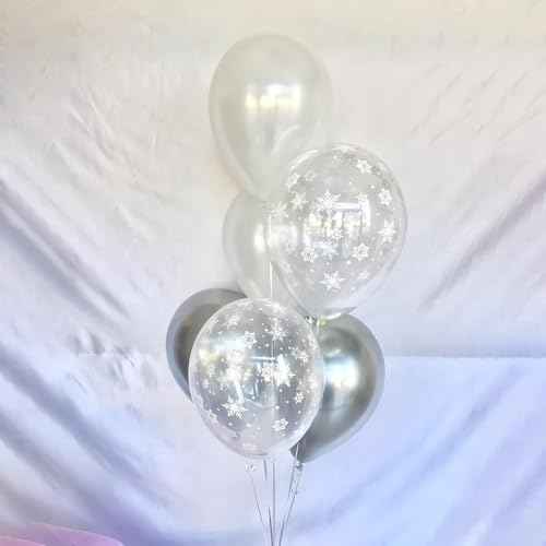 Snowflake Balloons 12 Inch Winter Wonderland Balloon Transparent Snowflake Latex Party Balloons Clear for Merry Christmas Xmas Snow Winter Baby Shower Princess Holiday Birthday Party Decoration