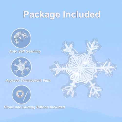 Snowflake Balloons Foil Winter Balloons Pack of 4 Winter Wonderland Decorations for Christmas, New Year, Birthday Parties