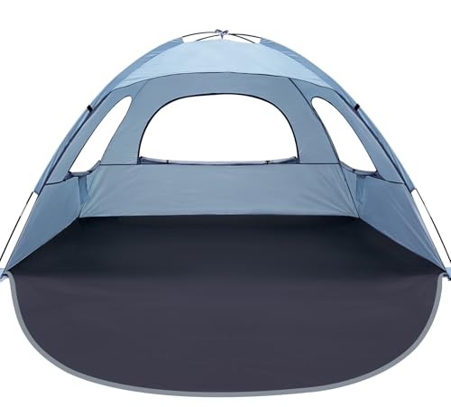 Sierra Blue Beach Tent Anti-UV Sun Shade Shelter for 3 Persons - Portable with Mesh Windows