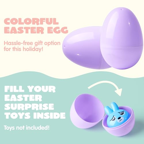 JOYIN 3.15" Pastel Easter Eggs, 25PCS Large Plastic Eggs, Empty Colorful Fillable Eggshells for Easter Hunt, Party Favor, Basket Stuffers Filler, Classroom Prize Supplies
