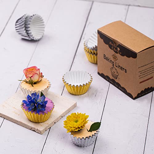 Non-Stick 400pcs Gold Mini Cupcake Liners for baking, Mini Size Foil muffin liners Cupcake Wrappers, Christmas Cupcake Liners for Christmas Decorations
