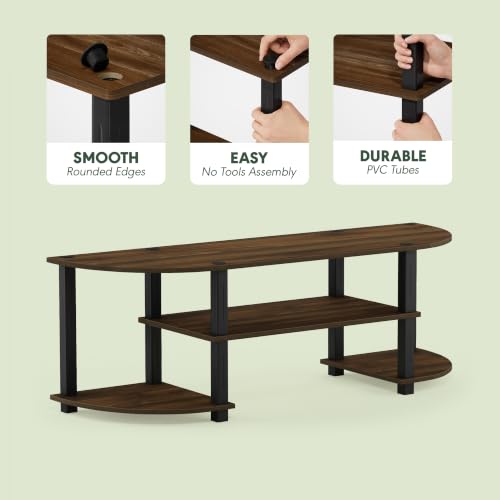 Furinno Turn-S-Tube Wide TV Entertainment Center - Columbia Walnut/Black