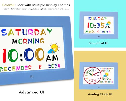 Kids Digital Teaching Clock with Talking Time & Reminders - Blue, Variation of Kids-Blue