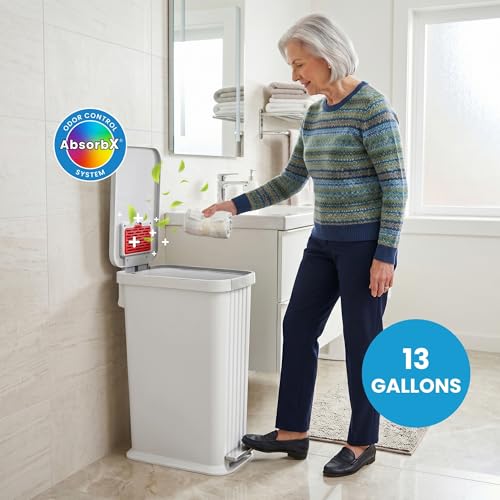 iTouchless Soft Gray 13 Gallon Step Adult Diaper Pail with Odor Filter & Hands-Free Lid