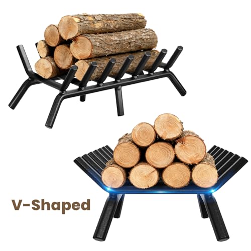 30 Inch Heavy Duty Fireplace Grate - Wrought Iron Log Holder for Indoor Outdoor Fireplaces & Fire Pits
