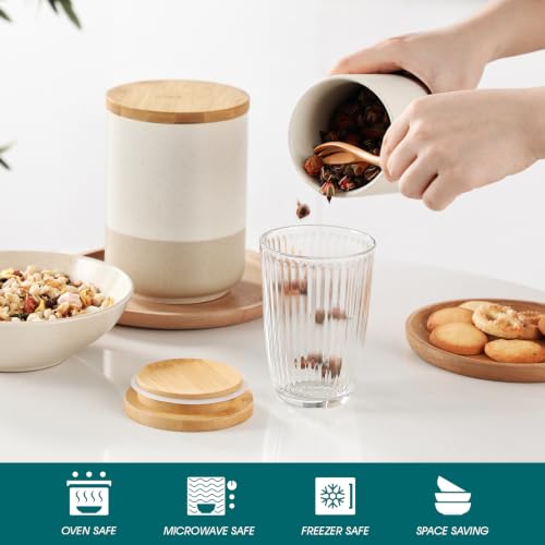 Ceramic Food Storage Canister Set of 3 - 18/36/74 OZ Kitchen Organizers