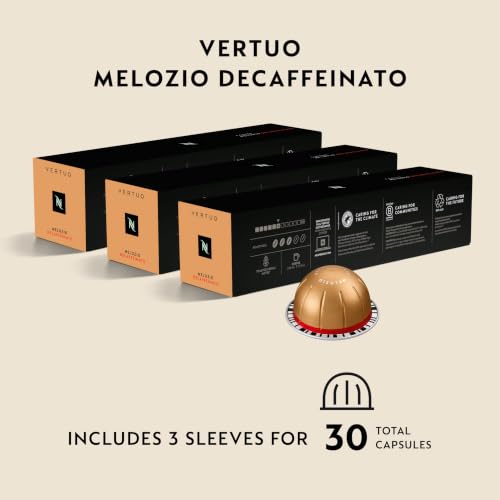 Nespresso Vertuo Melozio Decaf Coffee Pods 30 Count - Medium Roast, Recyclable Capsules