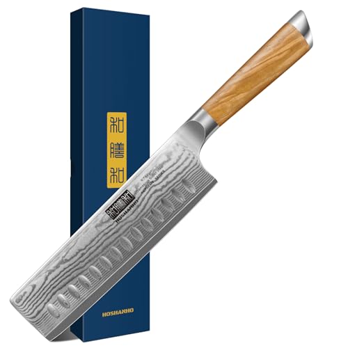 HOSHANHO 6.5-Inch Damascus Nakiri Vegetable Kitchen Knife - Sharp, Handcrafted