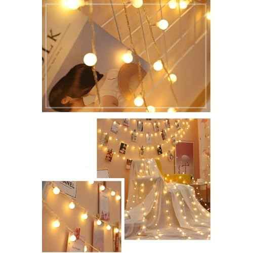 Globe String Lights, 10ft 20 LED USB Powered Globe Fairy String Lights Warm White for Birthday Party Wedding Christmas Home Decoration
