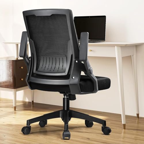 COMHOMA Large Black Office Chair Pack of 2, Ergonomic Mesh Computer Chairs with Flip-up Armrests & Lumbar Support
