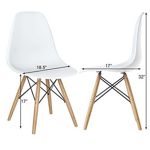 GIANTEX White Dining Chairs Set of 2 - Solid Wood, Ergonomic, Assembled