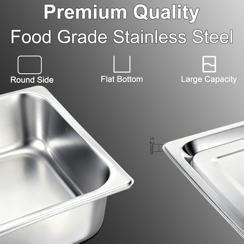 Hotel Food-Grade Stainless Steel Pan Set 2 Pack 1/1 Size 4-Inch Deep Variation of THIS listing