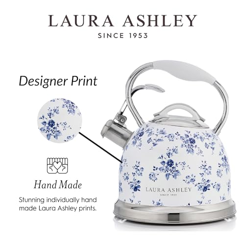 Laura Ashley China Rose 2.5L Stovetop Tea Kettle with Whistle - Classic Design
