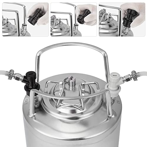 1.6 Gallon Stainless Steel Home Brew Mini Keg with Ball Lock Quick Disconnect Set