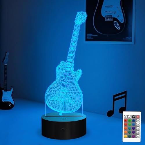 Attivolife 3D Unicorn Lamp Gamepad Night Light 3D Illusion lamp for Kids, 16 Colors Changing with Remote, Kids Bedroom Decor as Xmas Holiday Birthday Gifts for Boys Girls (Guitar)
