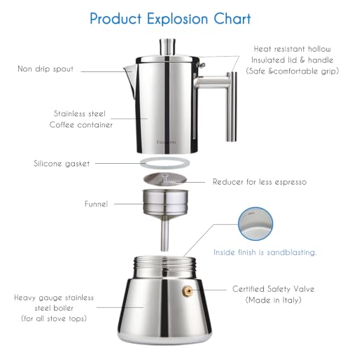 Stainless Steel 4-Cup Stovetop Espresso Maker - Silver / 6.8 oz