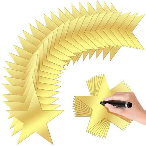 60 Pcs 6 Inch Gold Star Cutouts, Double Printed Paper Stars Stickers for Classroom, Party, Bulletin Board, and Christmas Decoration Supplies, Birthday