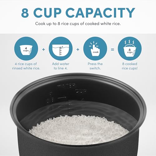 CoreCoat Ceramic Nonstick 8-Cup Digital Rice Cooker & Steamer - Aroma