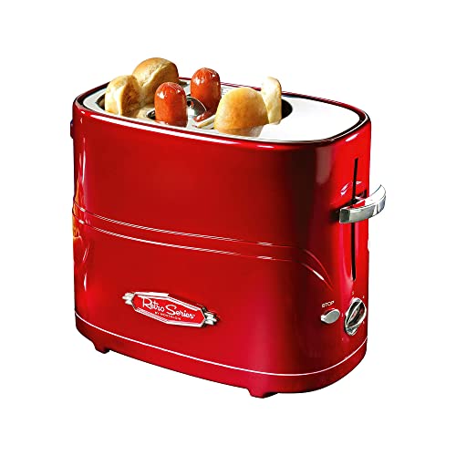 Nostalgia Metallic Red Retro Pop-Up Hot Dog Toaster for 2 Hot Dogs & Buns
