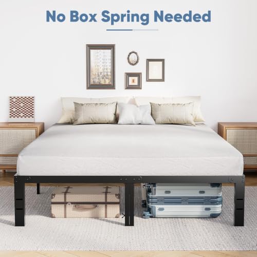 Queen Bed Frame 14 Inch Metal Slat Platform Bed Support up to 700 lbs Black