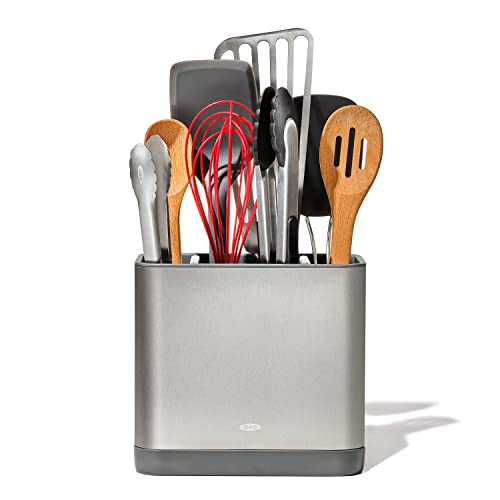 OXO Good Grips Large Adjustable Stainless Steel Utensil Organizer - Kitchen Tool Holder