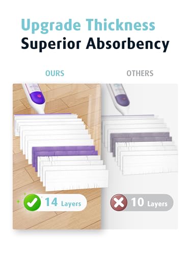 AIR U+ 48 Pack Disposable Power Mop Pads for Swiffer Power Mop, Thick 14-Layer, Large Size, Easy to Use, Wet & Dry Cleaning Refills