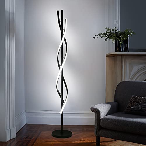 Modern Spiral Floor Lamp with Remote Control, Dimmable Living Room Lighting